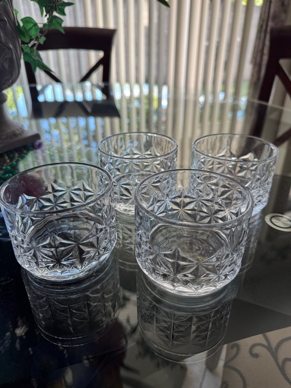 Clear Pressed Glass Tumblers/Bowls - Set of 4
